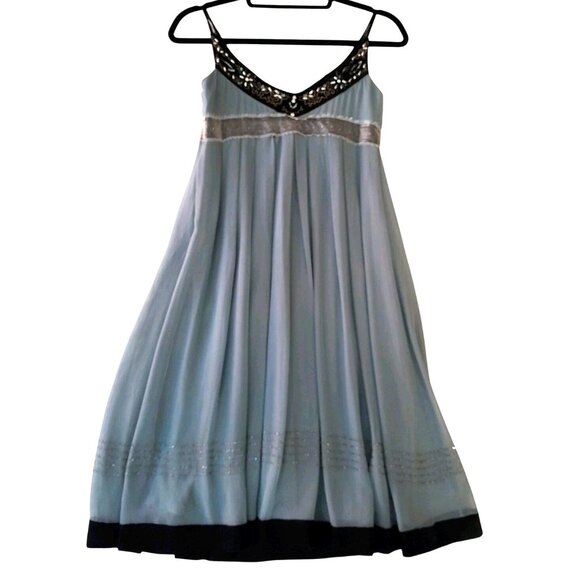 Cache Luxe Embellished Chiffon Silk Dress Baby Doll Fairy Princess Sz 2 Seafoam - Picture 1 of 16